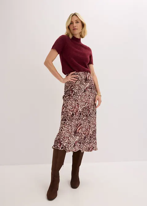 Satengskjørt med struktur, bonprix