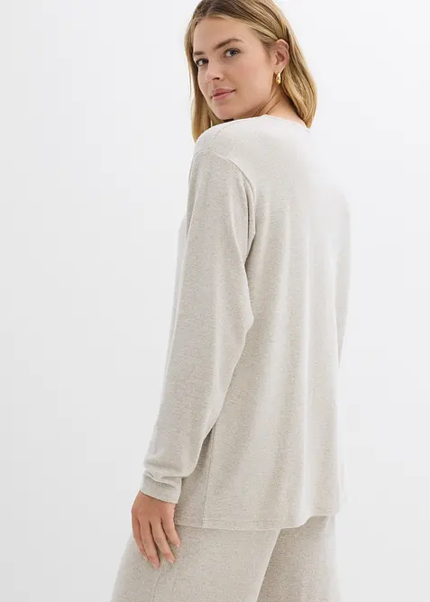 Lang sweatshirt i strikket look, bonprix