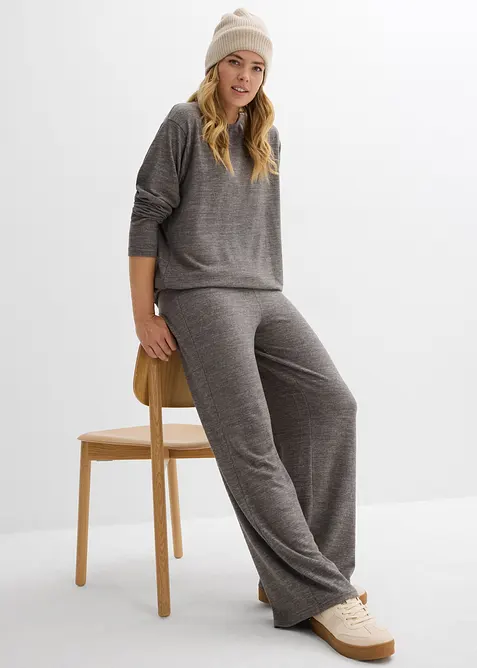 Vid bukse i strikket materiale, bonprix