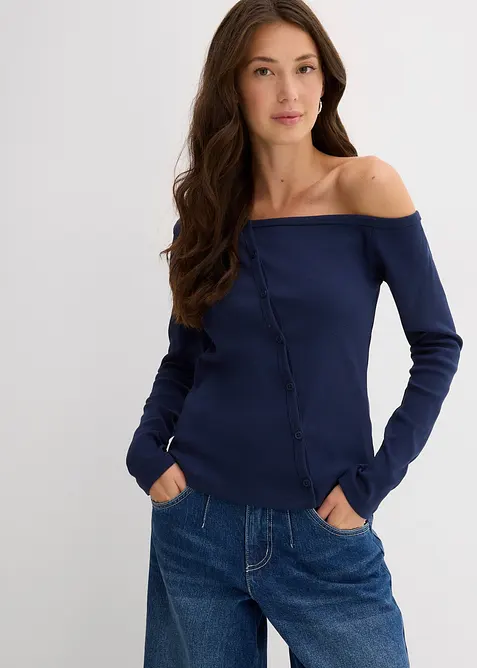 Ribbet, langermet topp, bonprix