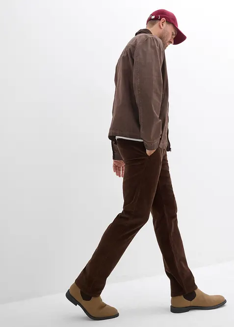 Relaxed Fit-kordfløyelsbukse med stretch, Straight, bonprix