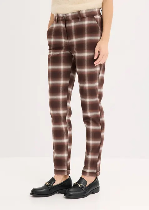 Bukse med rutemønster og oppbrett, bonprix