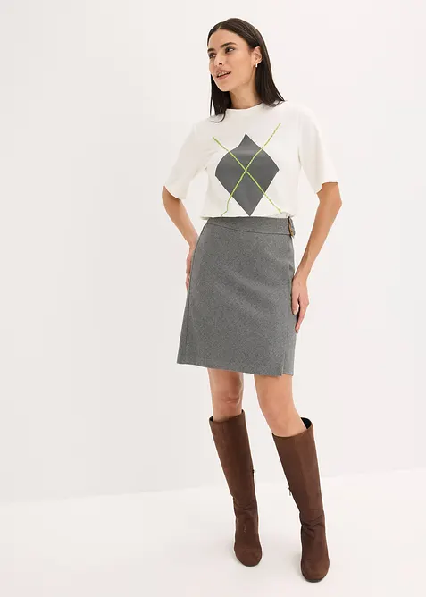 Kortermet topp med paljetter og print, bonprix