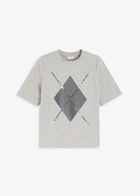 Kortermet topp med paljetter og print, bonprix