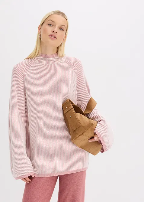 Oversized genser med høy kant i halsen, bonprix