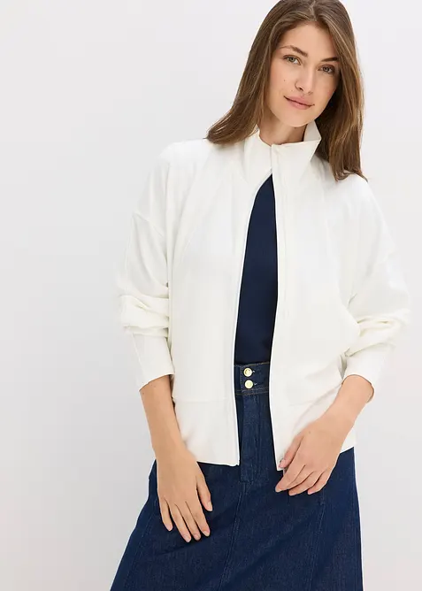 Sweatshirt med glidelås i behagelig Punto di Roma-materiale, bonprix