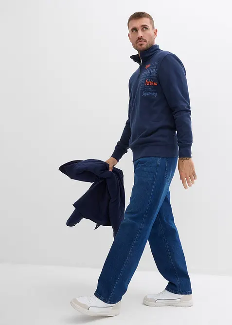 Sweatshirt i 100% økologisk bomull med kort glidelås, bonprix