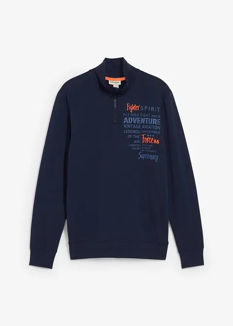 Sweatshirt i 100% økologisk bomull med kort glidelås, bonprix