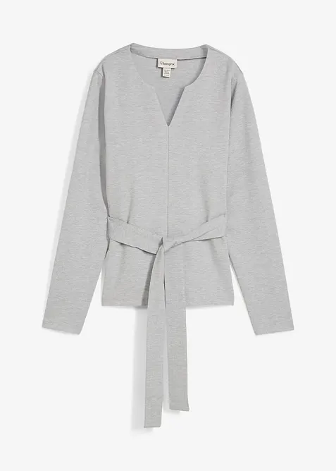 Langermet topp med bredt knytebelte, av viskosemiks, bonprix