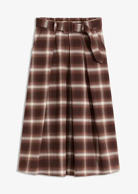 Foldeskjørt med belte og rutemønster (2-delt sett), bonprix