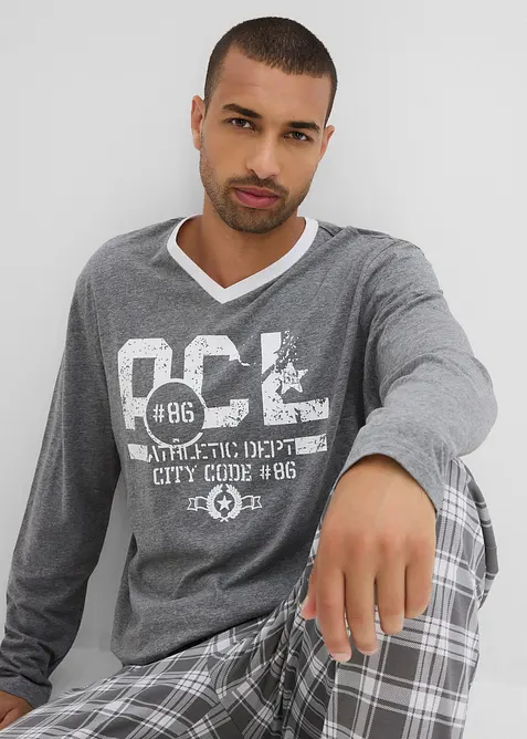 Pyjamas med bomull og lange ermer, bonprix