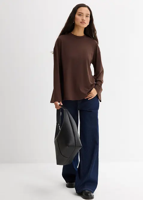 Lang topp i lett materiale, bonprix