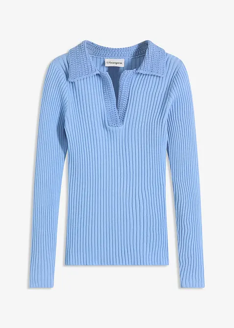 Genser i finstrikk med fin krage, bonprix