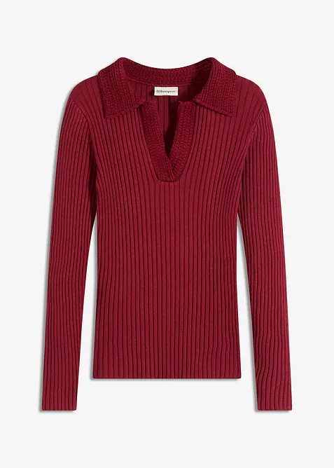 Genser i finstrikk med fin krage, bonprix