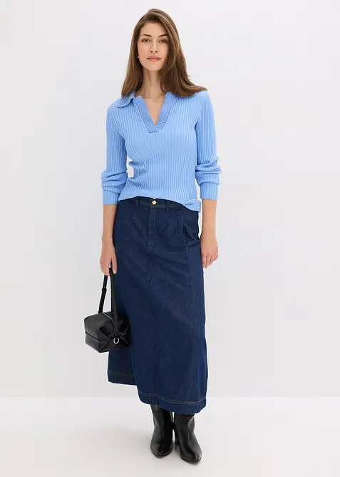 Genser i finstrikk med fin krage, bonprix