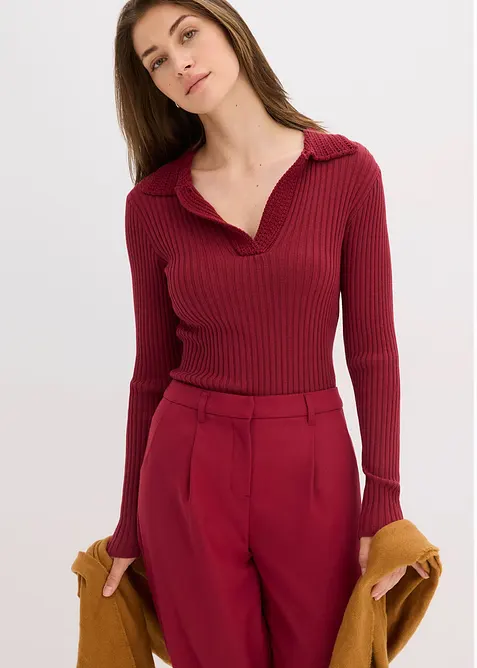 Genser i finstrikk med fin krage, bonprix