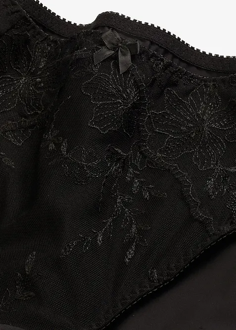 Truse med h&oslash;y midje og broderi, bonprix