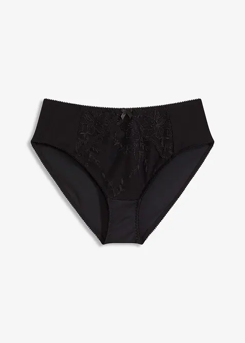 Truse med h&oslash;y midje og broderi, bonprix