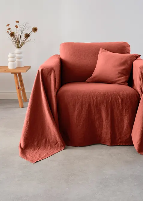 Forseggjort overkast i lin, bonprix