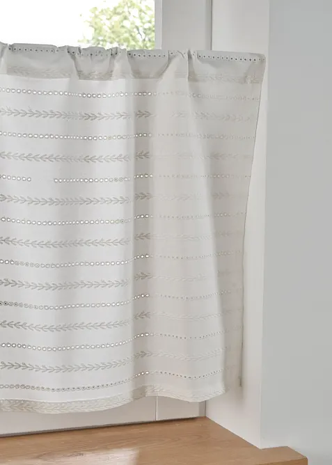 Gardinkappe med hullbroderi av økologisk bomull, bonprix