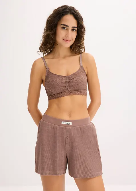 Amme-BH uten spiler med økologisk bomull og blonder (2-pack), bonprix