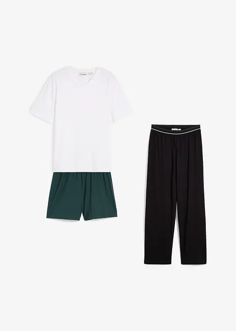 T-skjorte og 2 pyjamasunderdeler av &oslash;kologisk bomull (3-delt sett), bonprix