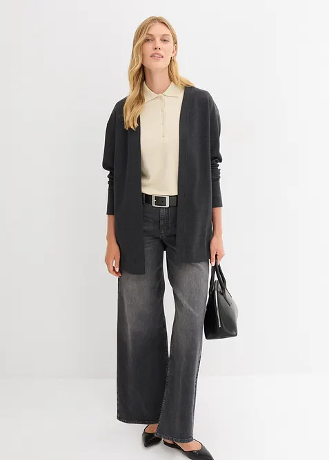 Lang sweatjakke i myk bomullsmiks, bonprix