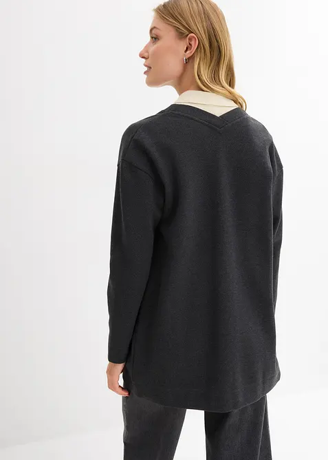 Lang sweatjakke i myk bomullsmiks, bonprix