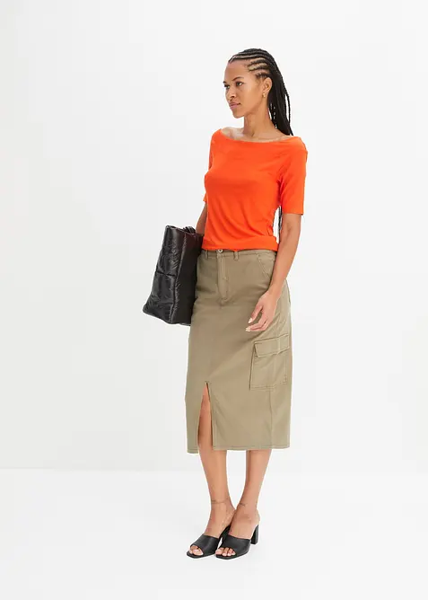 Off shoulder-topp i viskosemiks, bonprix