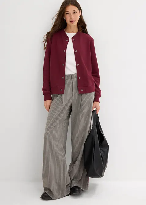 Sweat-bomberjakke med knapper, bonprix