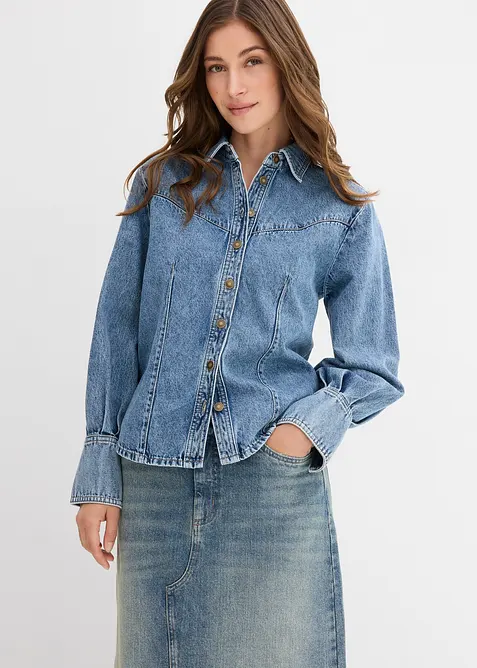 Denimskjorte i 100% bomull, bonprix