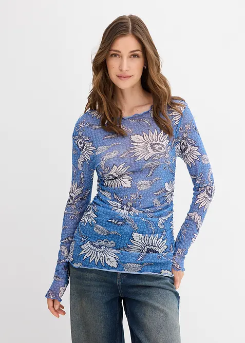 Langermet topp i fin mesh, bonprix