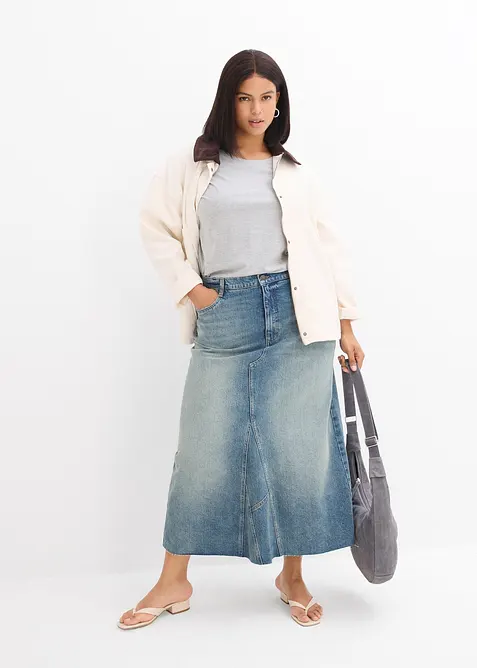 Maxi denimskj&oslash;rt, Mid Waist, bonprix