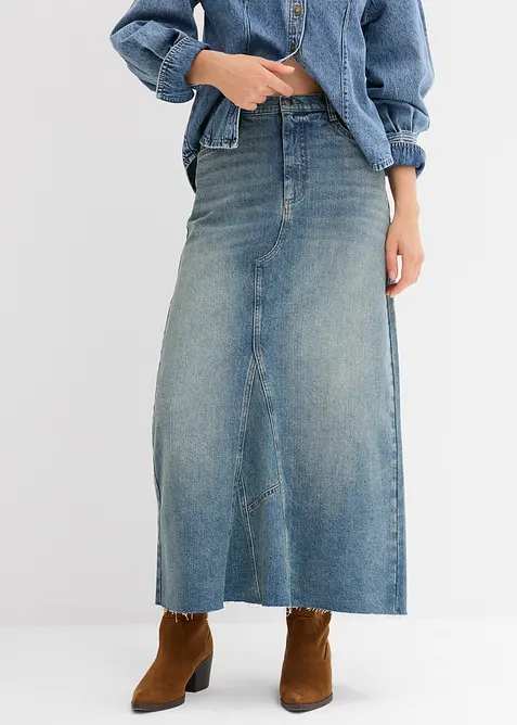 Maxi denimskjørt, Mid Waist, bonprix