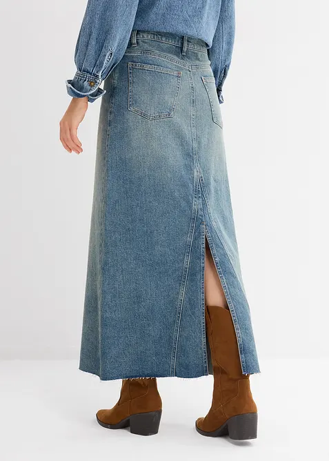 Maxi denimskjørt, Mid Waist, bonprix