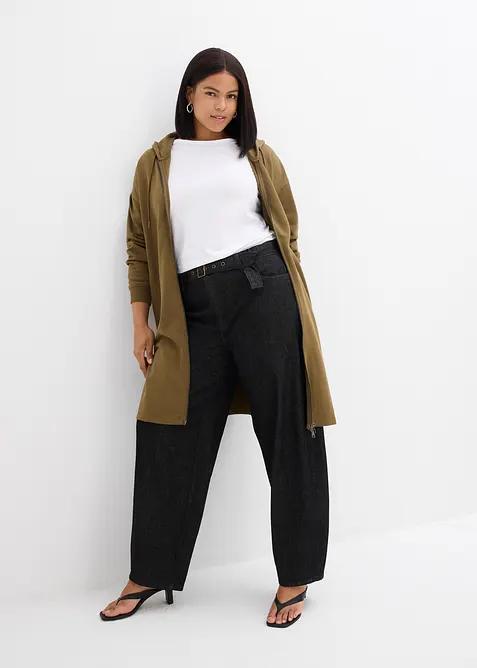 Barrel-jeans, Mid Waist med belte, bonprix