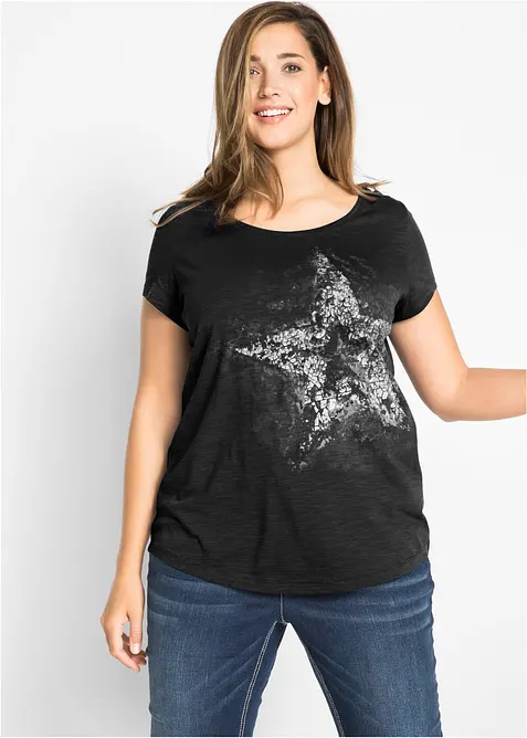 Bomullstopp i flammegarn, kort arm, bonprix