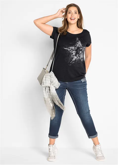 Bomullstopp i flammegarn, kort arm, bonprix