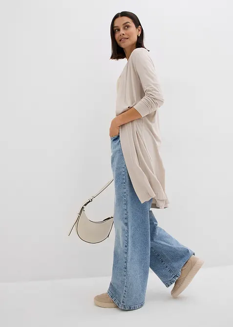 Lang trikotjakke i myk viskosemiks, bonprix