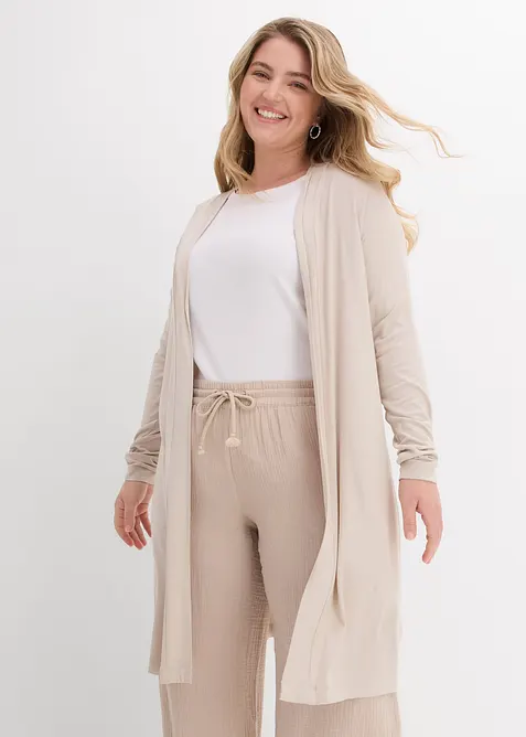 Lang trikotjakke i myk viskosemiks, bonprix