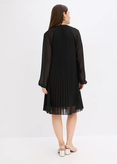 Minikjole i lett chiffon med plisséfolder, bonprix