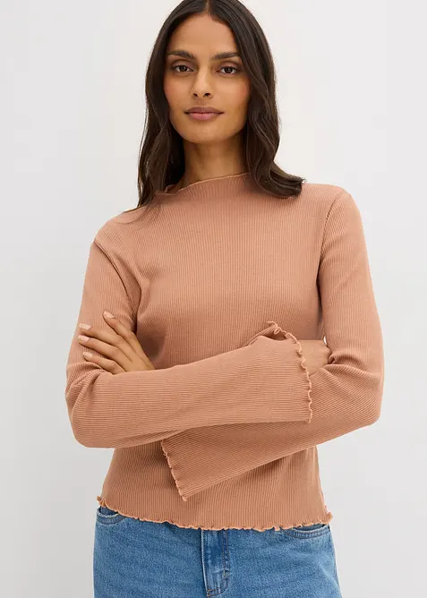 Ribbet topp i 100% bomull, bonprix