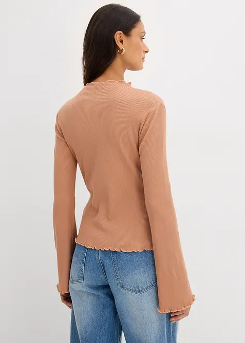 Ribbet topp i 100% bomull, bonprix