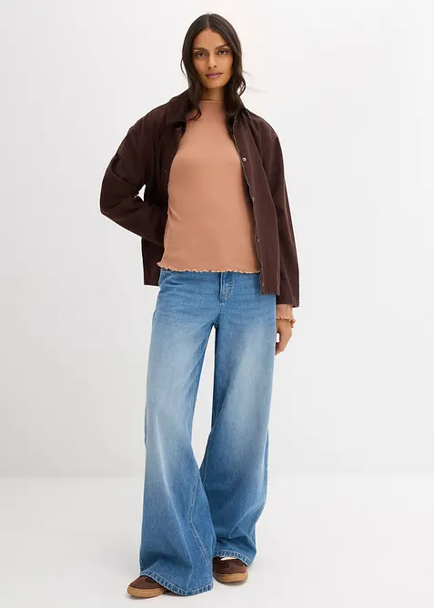 Ribbet topp i 100% bomull, bonprix