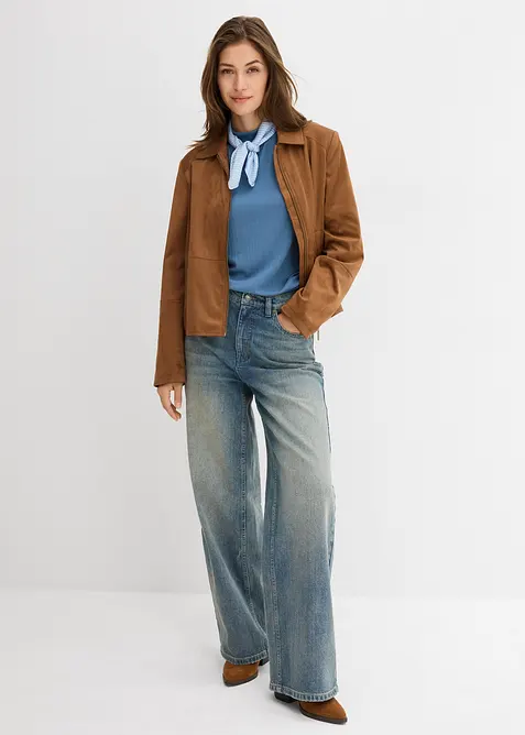 Langermet, ribbet topp, bonprix