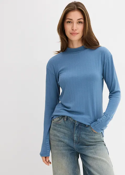 Langermet, ribbet topp, bonprix