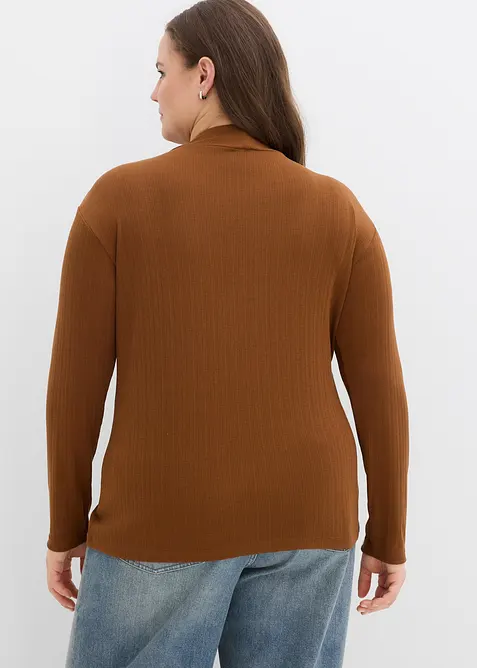 Langermet, ribbet topp, bonprix