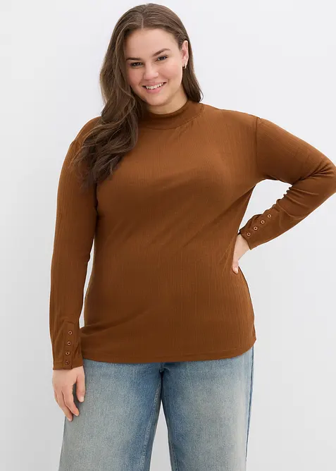 Langermet, ribbet topp, bonprix