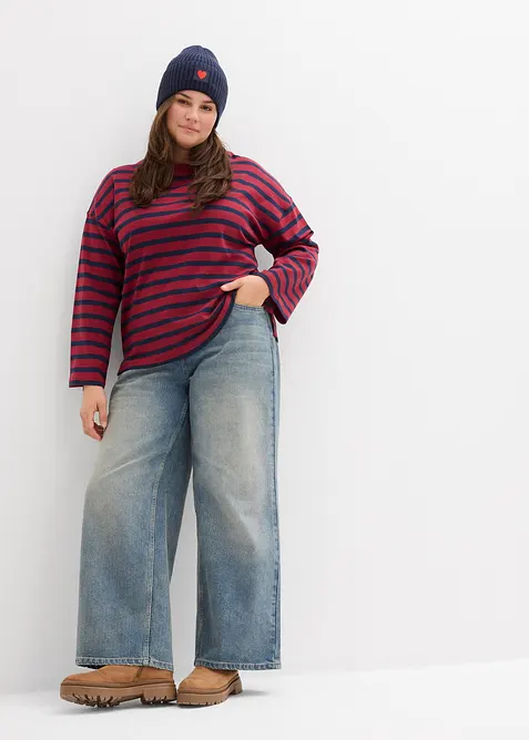 Stripemønstret topp i økologisk bomull, bonprix