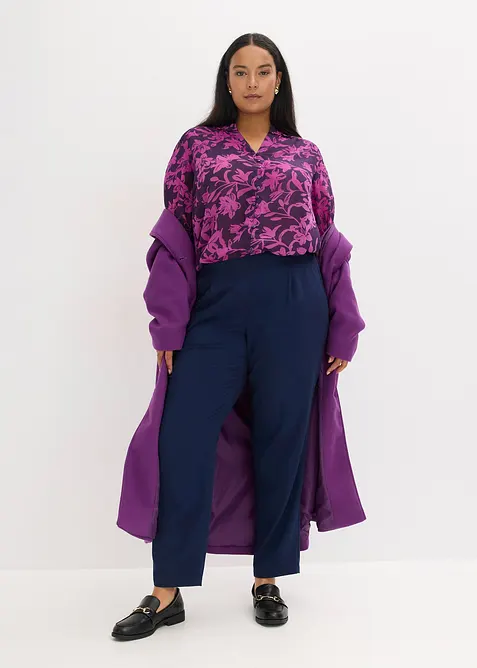 Chiffonbluse med vaflede detaljer, bonprix